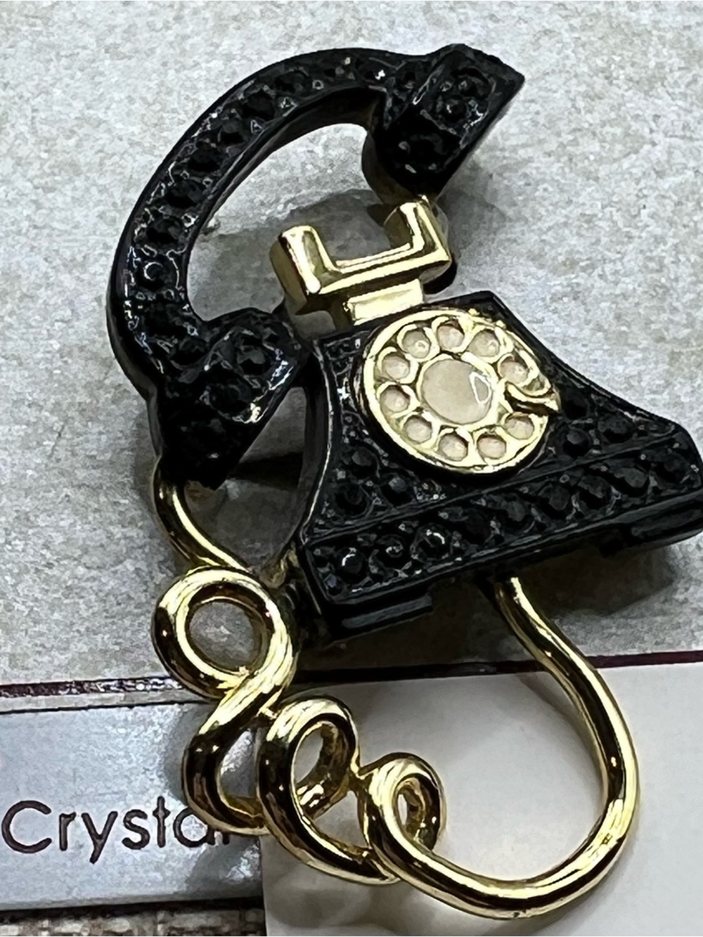 Black Crystals & Gold Vintage Telephone - Picture 3 of 7